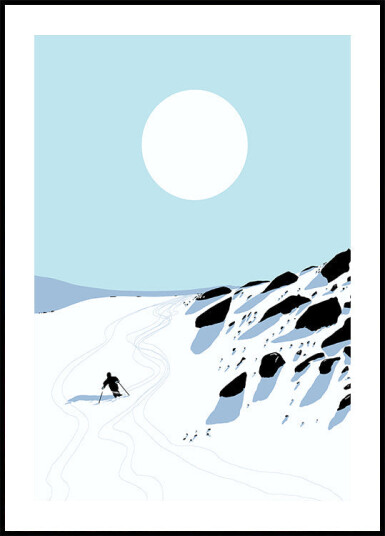 Snowy Mountain Descent Plakat Plakat / 30x40cm