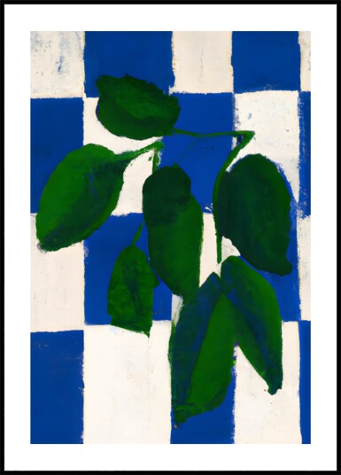 Green Leaves Blue Checkers Plakat / 70x100