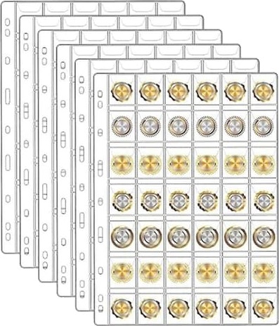 6 ark myntsamlingssider for samlere, myntsider, for dollarseddelstempel, 42 lommer per ark - WELLNGS