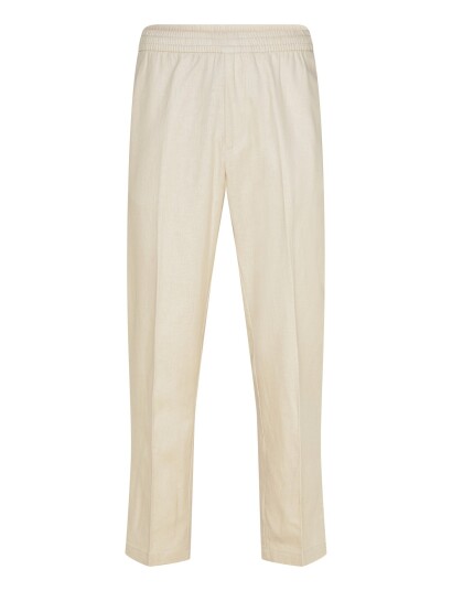 Calvin Klein Straight Linen Pull On Pant Beige XS