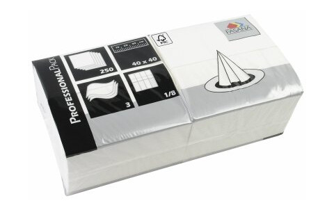 Serviet Fasana 40X40 Cm 3-Lag 1/8 Fold Hvit,4 Pk X 250 Stk