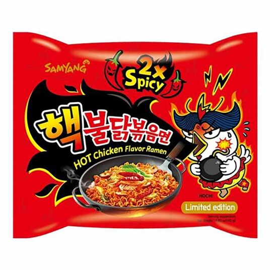 Candy Samyang Hot Chicken Ramen Noodles 2x Spicy - 5-pakning Candy Samyang Hot Chicken Ramen Noodles 2x Spicy - 5-pakning
