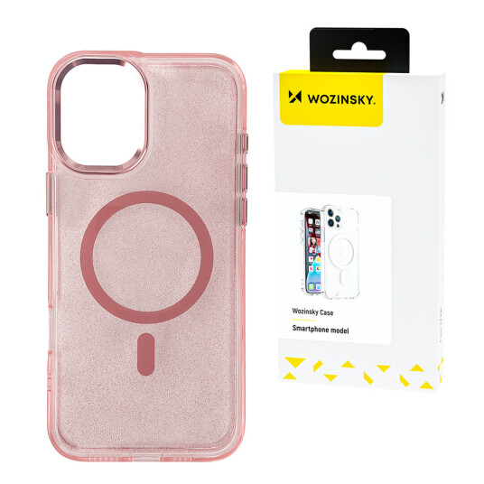 Wozinsky Glitter MagSafe-deksel for Samsung Galaxy S25+ Rosa