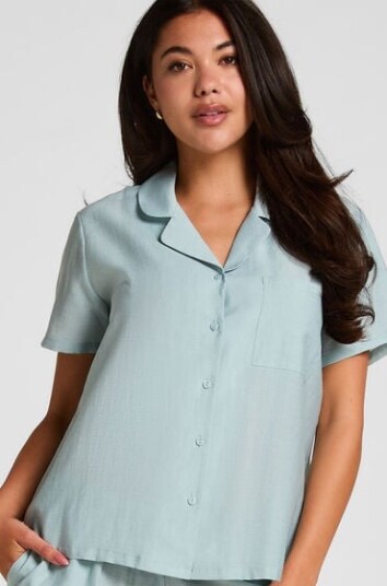 Hunkemöller Pyjamasjakke Crinkled Blå
