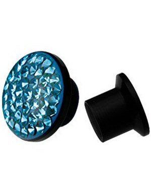 Svart Piercing Plugg Dekorert med Turkise Stener Strl 3 mm Svart Piercing Plugg Dekorert med Turkise Stener Strl 3 mm