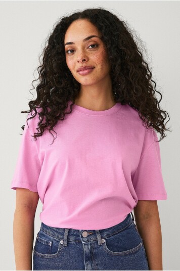 Ellos Collection T skjorte i bomull med avslappet passform Rosa