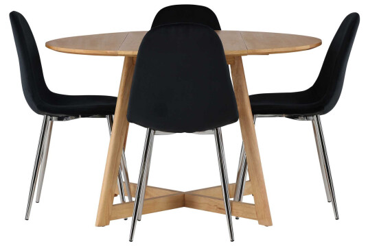 Venture Design Yadikon & Polar spisegruppe Svart/brun 4 stoler & bord 120 cm