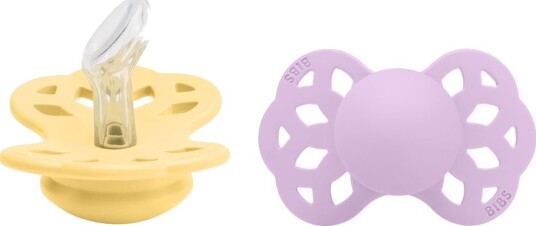 BIBS® Smokk Infinity anatomisk spene 0-6 måneder Pale Butter/Violet Sky 2 stk.