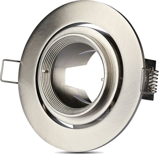 V Tac GU10 innfellingsspot med zoom Satin nikkel rund justerbar aluminium hull: Ø9,3 cm mål: Ø10,2 cm V Tac GU10 innfellingsspot med zoom Satin nikkel rund justerbar aluminium hull: Ø9,3 cm mål: Ø10,2 cm