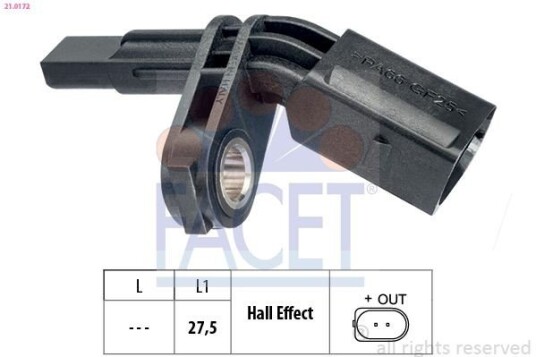 Sensor, ABS FACET 21.0172 Sensor, ABS FACET 21.0172