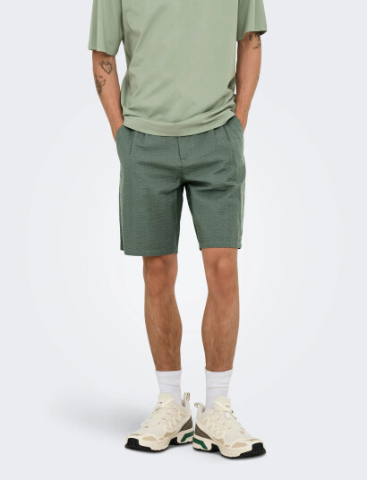 ONLY & SONS Onsleo Life 0009 Seersucker Shorts Noos Green XS