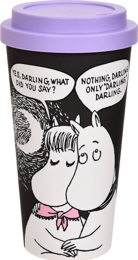 Nordicbuddies - Mummi take away krus 45 cl Mummitrollet og Snorkfrøken in love svart