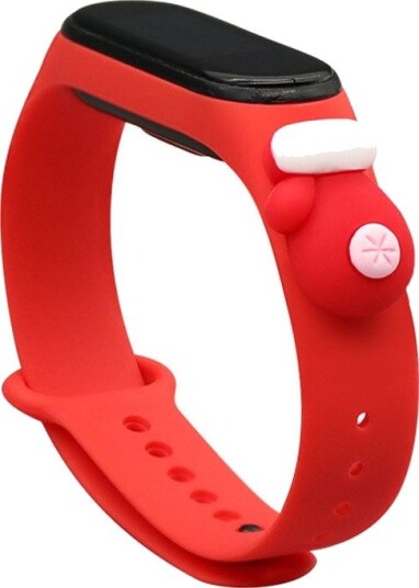 Strap Xmas for Xiaomi Mi Band 5 / 6 Christmas Silicone Strap Armbånd med hanske Rød