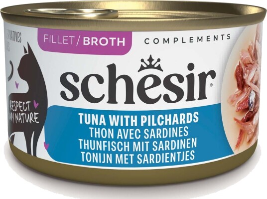 Schesir Våtfôr Sparepakke Complements I Buljong Tunfisk Med Sardiner 24 X 70 G