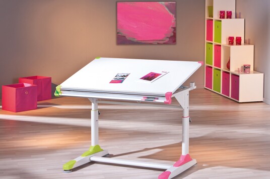Skrivebord Deborah Barn Hvit/Grønn/Rosa Hvit