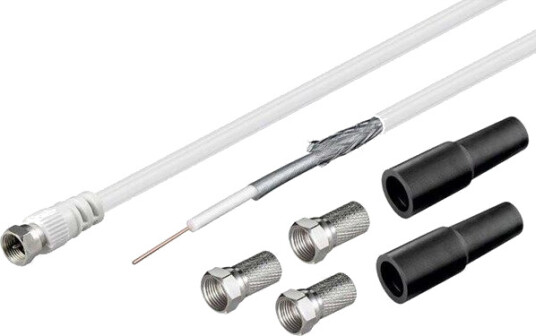 Goobay 20m Antennekabel F-kontakt med 100dB skjerming Hvit