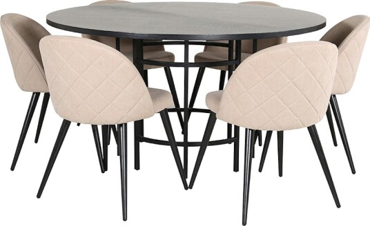 Spisegruppe furniture/fashion Copenhagen Ø140 cm med 6 Velvet Stoler
