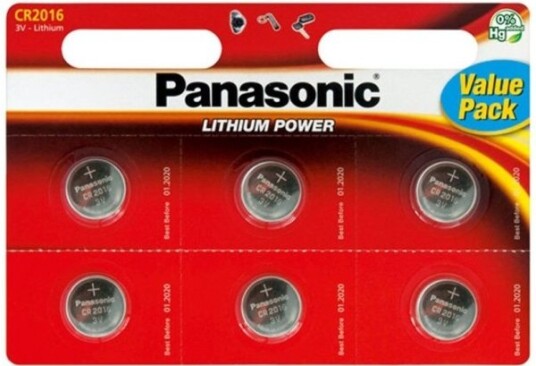 Panasonic CR2016 3V Litium Knappcellebatterier - 6 Stk Pakke Panasonic CR2016 3V Litium Knappcellebatterier - 6 Stk Pakke