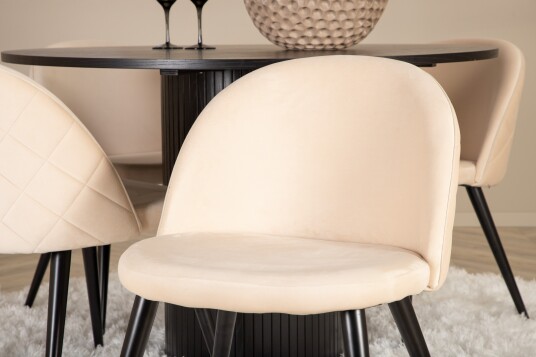 Venture Home Rundt Bianca Spisebord med 4 stk Velvet Spisestol