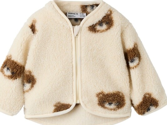 Name It Fleecejakke Teddy NbmOrlaj Birch m. Bamser Name It 56 Fleecejakke Beige Brun Hvit
