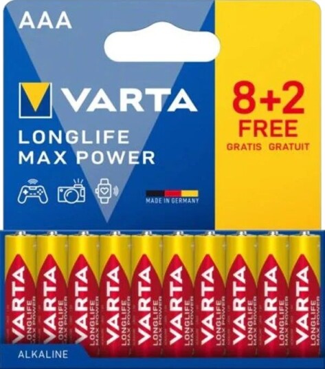 Varta Longlife Max Power AAA Alkalisk Batterier 10-pakke Rød
