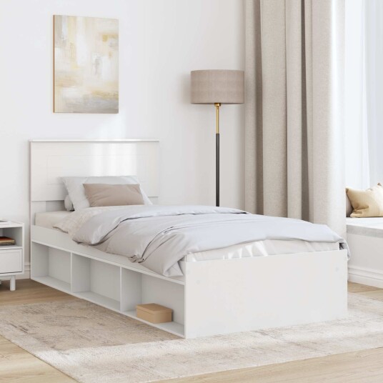 Sengestamme med hodegjerde Hvit 100 x 200 cm Konstruert tre