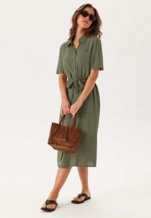 Pieces Pcpia 2/4 MIDI SHIRT DRESS MI Deep Lichen Green XS
