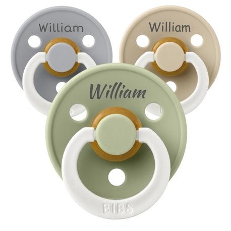 Bibs Colour NightStr. 1 0-6 Md. Symmetrisk  LateksSmokker Med Navn