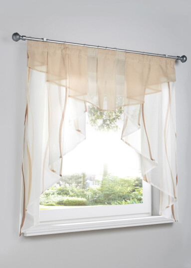 bonprix Kjøkkengardin med bølgetrykk 1 (H/B: 80/80 cm),2 (H/B: 100/100 cm),3 (H/B: 125/120 cm),4 (H/B: 145/120 cm) brun