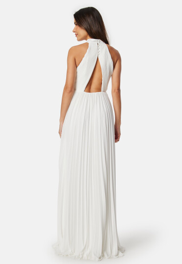 Bubbleroom Occasion Pleated Halter Neck Wedding Gown White 36 Bubbleroom Occasion Pleated Halter Neck Wedding Gown White 36