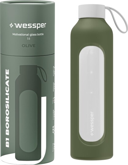 Wessper Motivasjonsdrikkeflaske - 1L - Olivengrønn