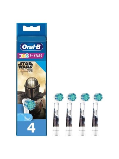 Oral-B Børstehoder Kids Tannbørstehoder For Elektrisk Tannbørste, Med Karakterer Fra Mandalorian, 4 Børstehoder