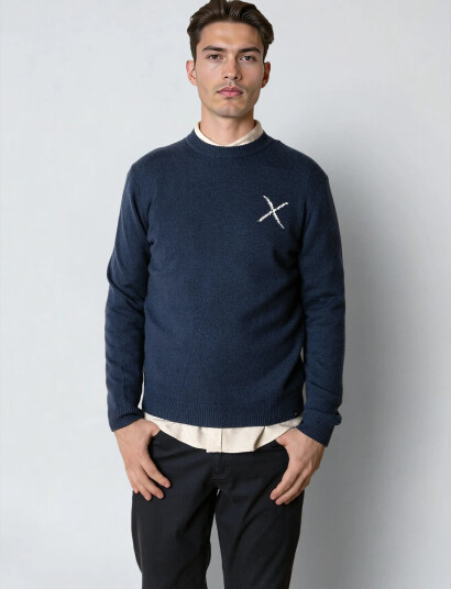 Clean Cut Copenhagen Stone Knit - Navy - S