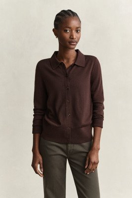 Gant Extrafine Merino Cardigan Brown M Gant Extrafine Merino Cardigan Brown M