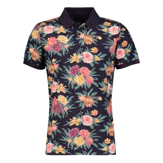 Gant Herren Poloshirt D2 . Dahlia Print Pique SS Rugger Blå XXXL Gant Herren Poloshirt D2 . Dahlia Print Pique SS Rugger Blå XXXL