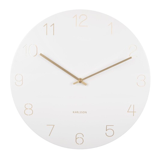Karlsson Charm Engraved Numbers Wall Clock Veggklokke KA5762WH   Unisex 40 cm Kvarts urverk