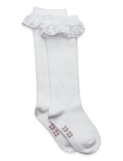 Minymo Knee Sock W. Lace White 31\34