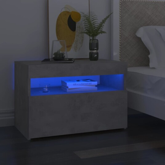 vidaXL Nattbord & LED-lys betonggrå 60x35x40 cm vidaXL Nattbord & LED-lys betonggrå 60x35x40 cm
