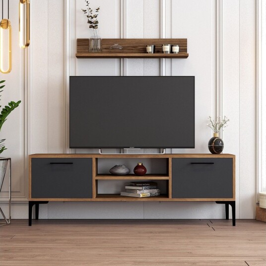 Holter Tv-benk 140 cm - Valnøtt/Antrasitt Holter Tv-benk 140 cm - Valnøtt/Antrasitt