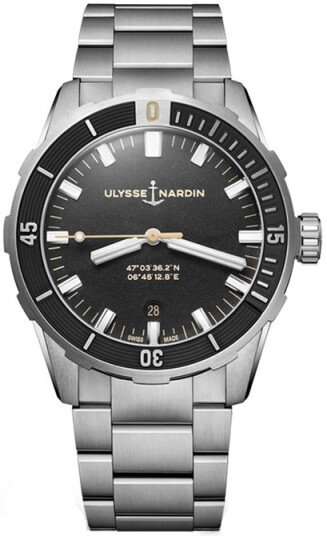 Ulysse Nardin Herreklokke 8163 175 7M 92 Diver Sort/Stål Ø42 mm Ulysse Nardin Herreklokke 8163 175 7M 92 Diver Sort/Stål Ø42 mm