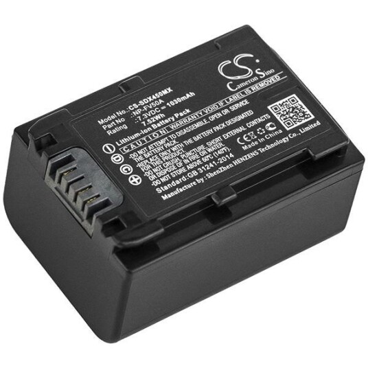 Sony FDR-AX33 batteri (1030 mAh 7.3 V, Sort) Sony FDR-AX33 batteri (1030 mAh 7.3 V, Sort)