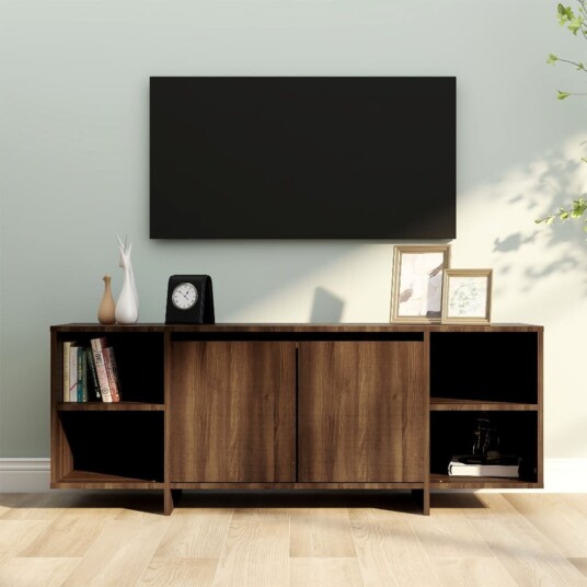 TV benk brun eik 130x35x50 cm konstruert tre