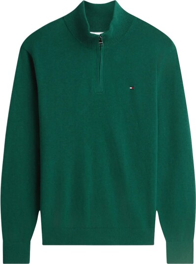 Tommy Hilfiger Pima Org Ctn Cashmere Zip Mock Green XL