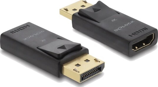 Delock Video Adapter Displayport Hann Til Hdmi Hunn Svart Aktiv Støtte For 4K 60 Hz 3840 X 2160 Hdr10 Støtte 1080P Støtte