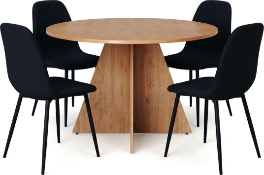 Vera spisegruppe rund 110 cm eik med 4 Nibe spisestoler Eik Vera spisegruppe rund 110 cm eik med 4 Nibe spisestoler Eik