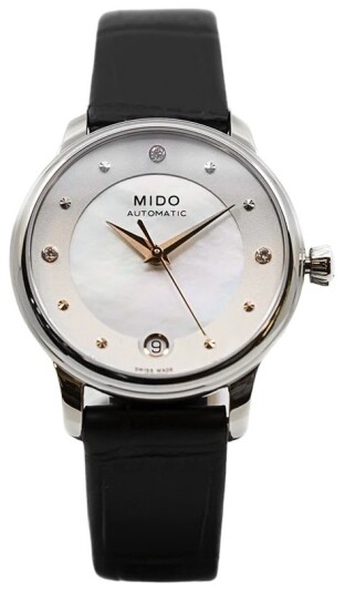 Mido Dameklokke M039.207.16.106.00 Baroncelli Sølvfarget/Lær Ø33 mm