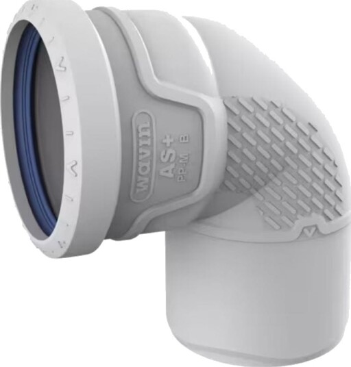 Wavin AS+ 75mm Bøying 87° Støyreduserende Dreneringssystem PP-M
