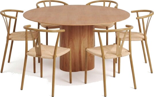 Juno spisegruppe rund 150 cm eik med 6 Elysia spisestoler Juno spisegruppe rund 150 cm eik med 6 Elysia spisestoler