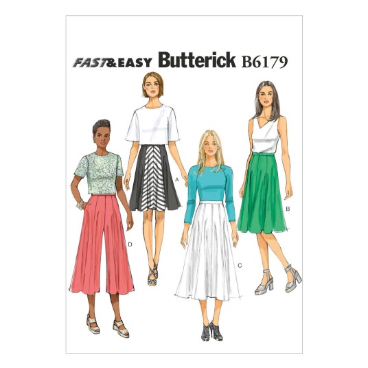 Butterick 6179- Culottes og skjørt E5 (14-16-18-20-22)
