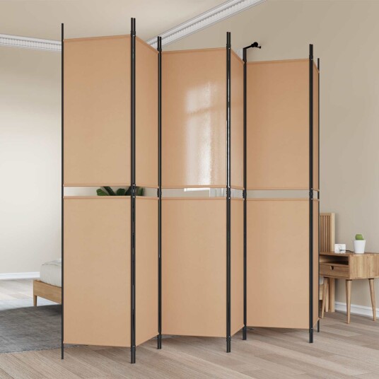 vidaXL 6-Panels Romdeler Beige 300 x 220 cm Stoff